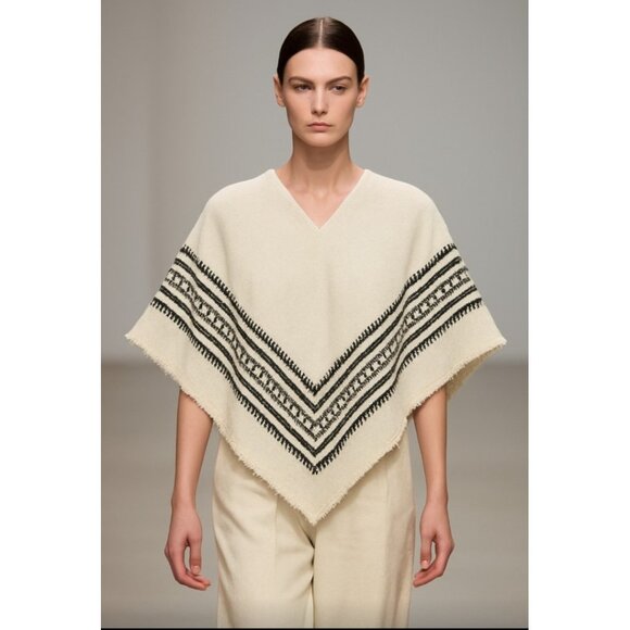Vintage Boho  Myrjord Veverias Norwegian Handwoven Wool Poncho Cape Unisex - Picture 1 of 11